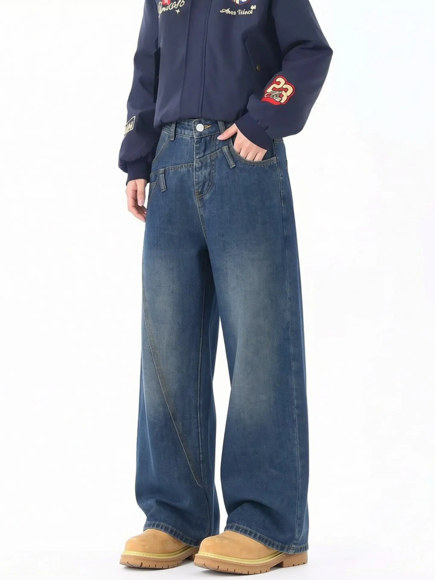 Women's Blue Y2k Baggy Jeans Vintage Harajuku Grunge High Waist Oversize Jean Pants Straight Wide Leg Denim Trousers Summer 2026