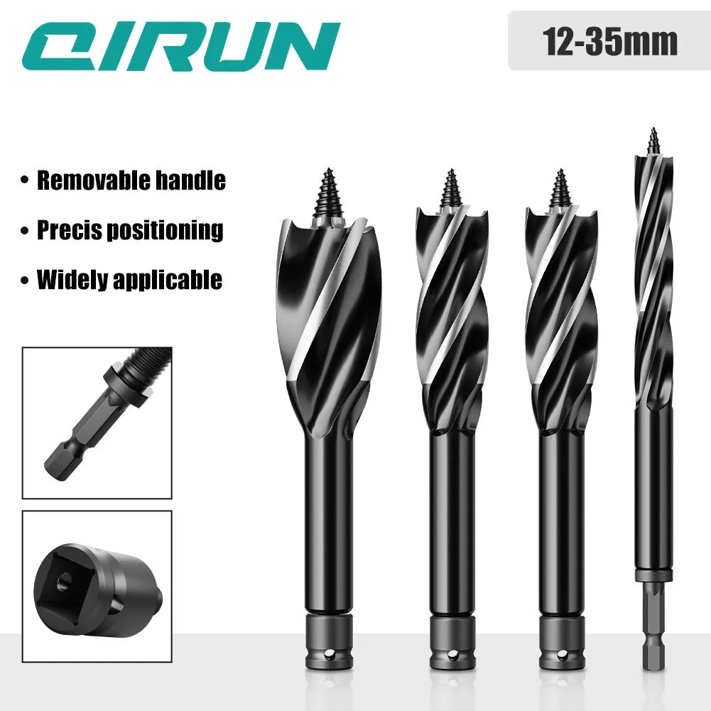 Handmade multi-purpose drill bit, support roller drill, hexagonal handle hole opener, four slot four blade woodworking drill bit