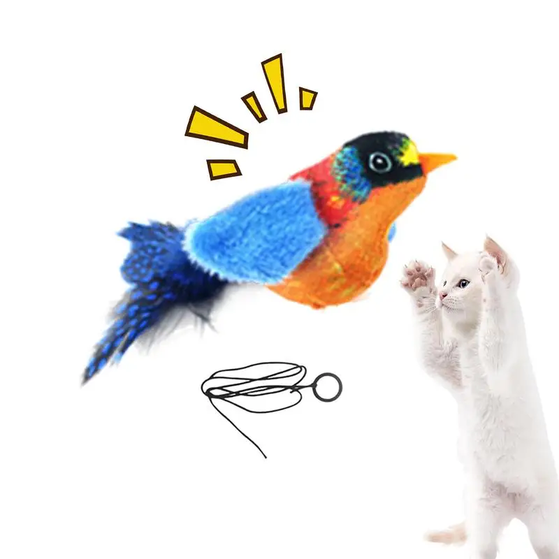 

Bird Toy For Cats Teasing Toys Natural Feathers Bird Shape Catnip Built-in Motion Sensor Cat Toys With Elastic Rope For Pet Shop