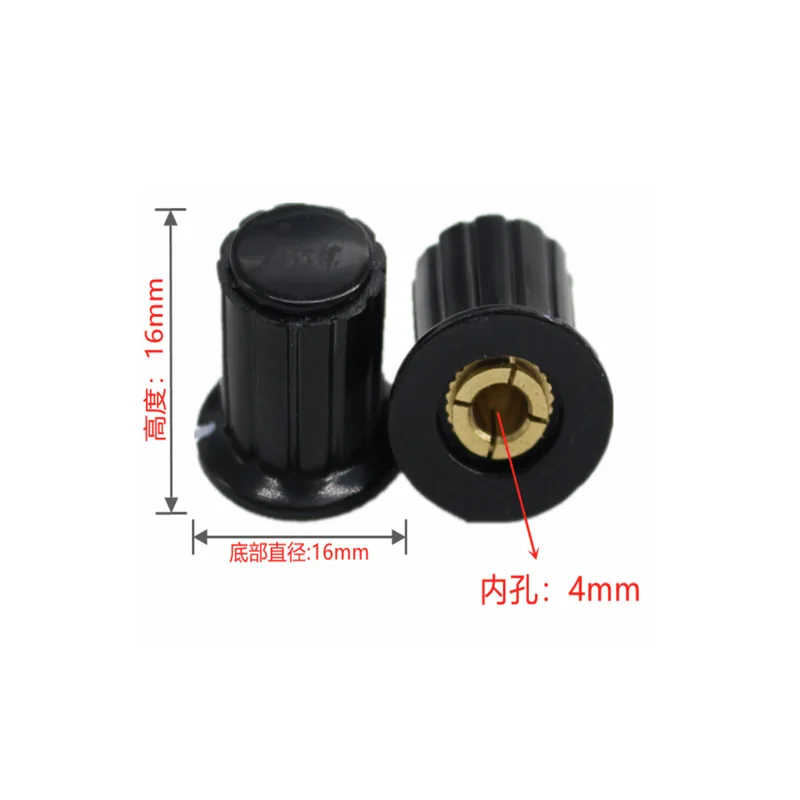2ชิ้น: ฝา kancing Knop สีดำ KYP16-16-4 4มม. เหมาะสำหรับ WXD3-13-2W หมุนปุ่มโพเทนชิโอมิเตอร์พิเศษ