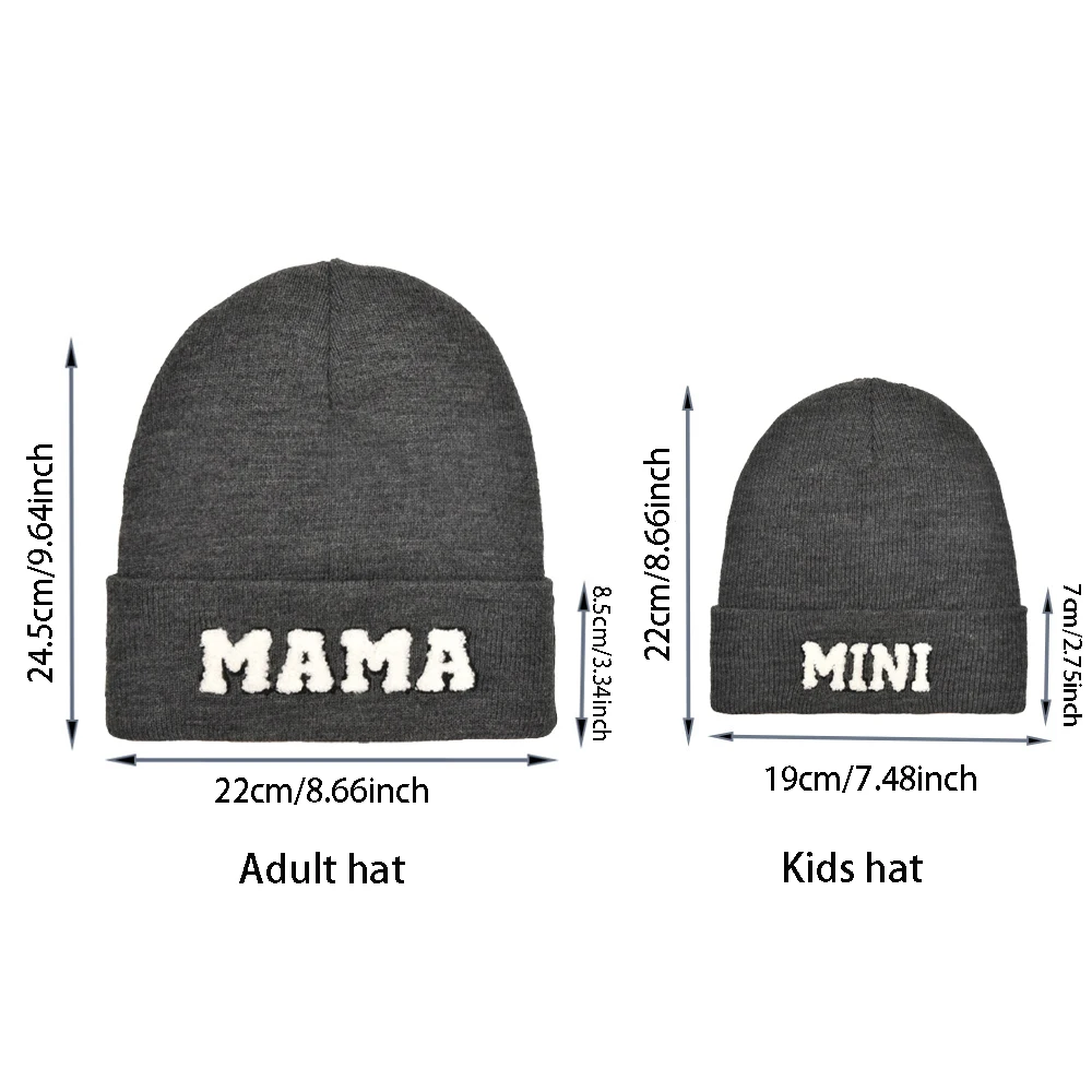 2024 New Mama Mini Letter Wool Knitted Caps Cute Parent-child Beanie Hats for Mom and Baby Versatile Warm Pullover Caps Gifts