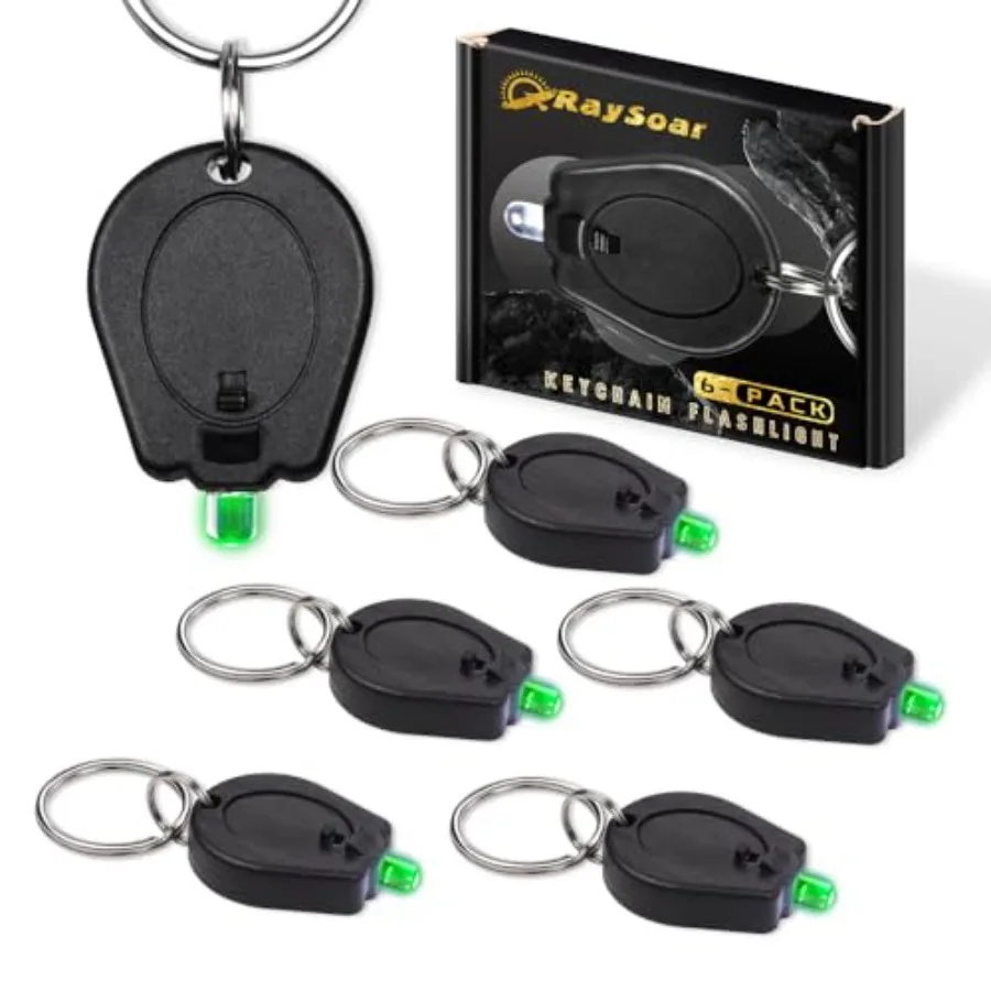 6 Pack Ultra Bright Keychain Flashlight Green Keychain Flashlight for Night Observation