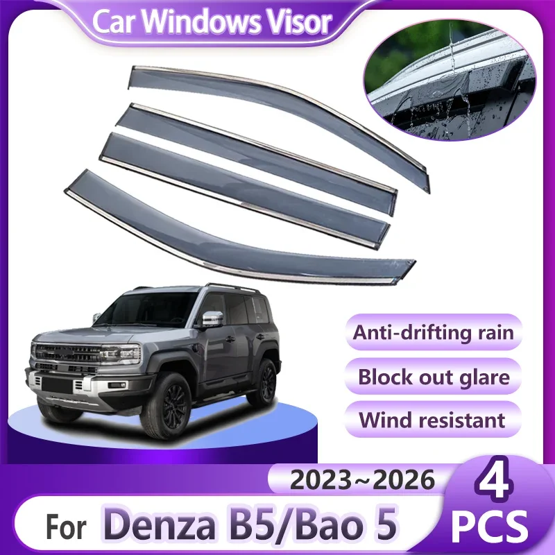 Car Rain Deflector For Denza B5 Fangcheng Bao 5 Leopard 5 2023 2024 2025 2026 Side Window Visor Protection Tools Car Accessories