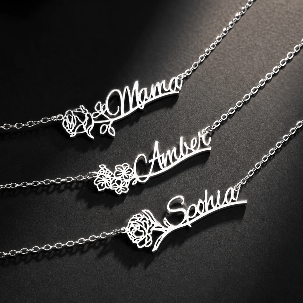 Personalized Name BirthFlower  - đánh giá và giá Birth Flower Necklace