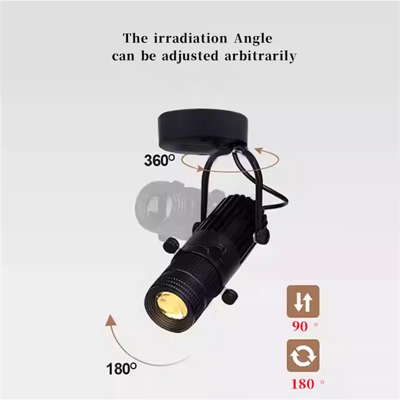 Lampu Sorot LED COB RMWIN-Shopping Mall Spotlights KTV, Mode Variabel, Fokus Dapat Diatur, 15W, Lampu Langit-langit, Lampu Tracking