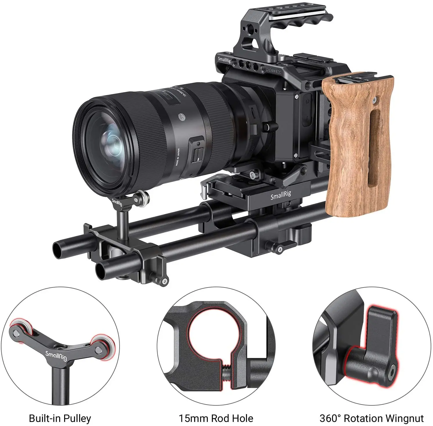 SmallRig Universal 15mm LWS Rod Mount Lens Support For 73-108mm Dslr Camera Lens Bracket Support With 15mm Rod Clamp 2727