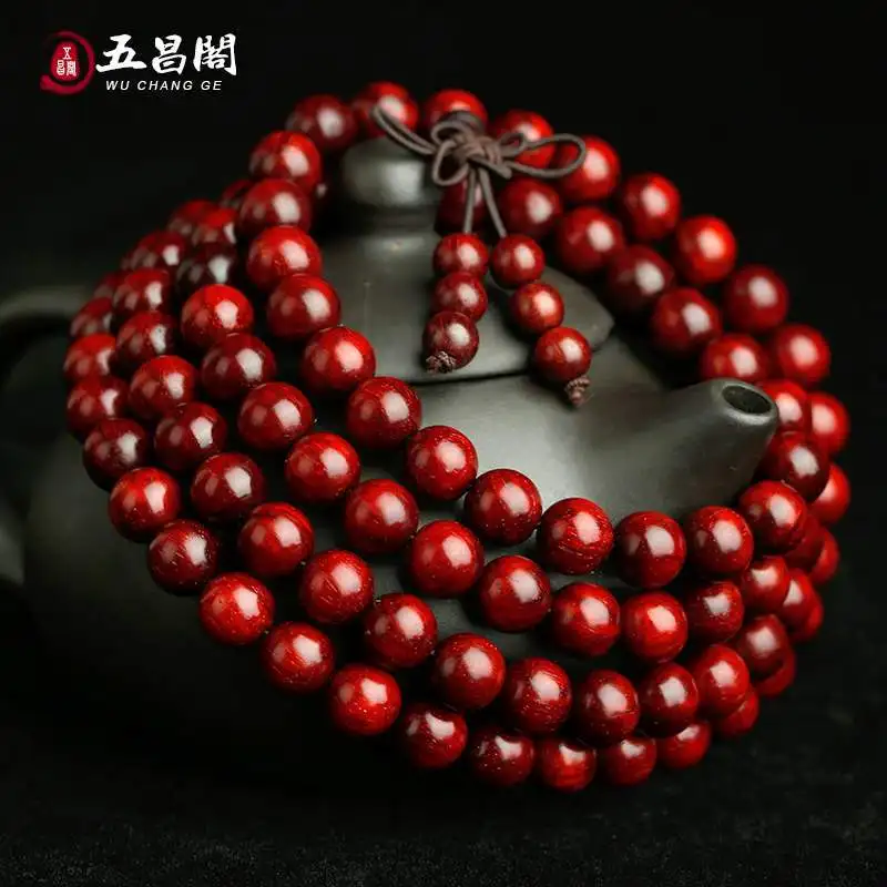 

108-bead bracelet made of small-leaf rosewood, same material, oily smooth, 68mm high-oil Buddhist prayer beads for men and w