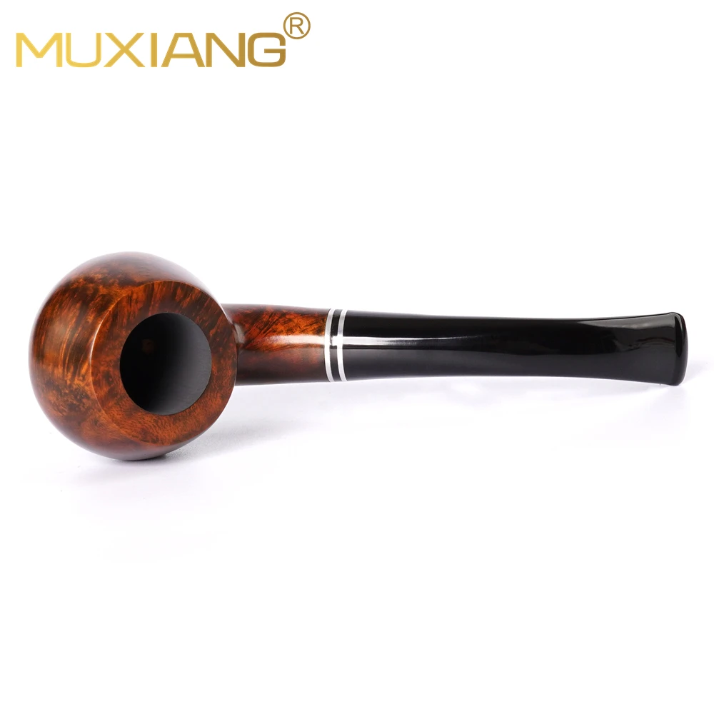 MUXIANG handmade briar tobacco pipe Holmes curved handle pipe acrylic pipe mouth 9mm pipe channel smoking pipe Father\'s Day gift