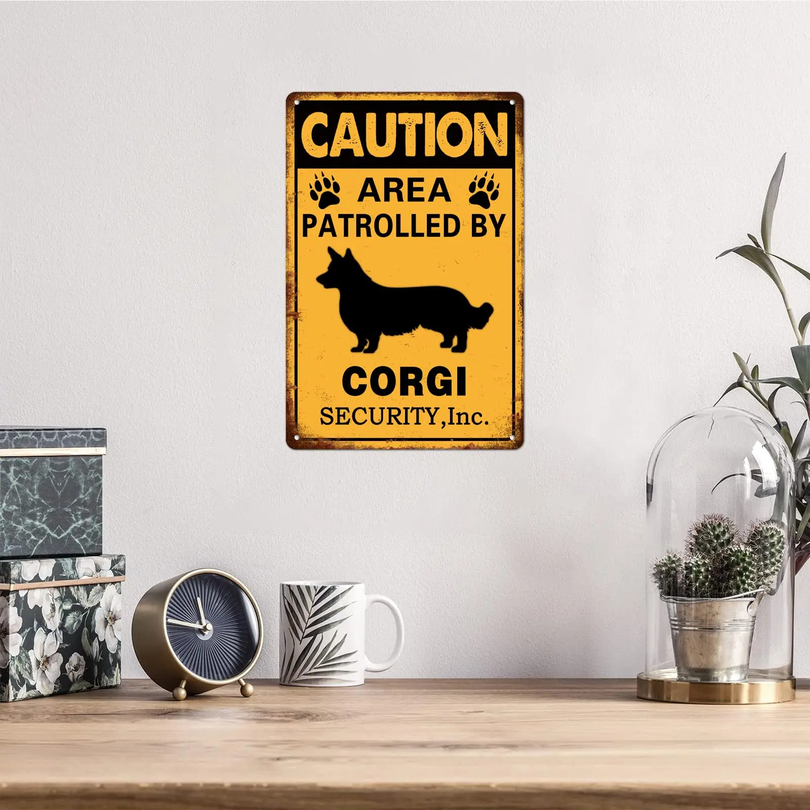 Caution Area Patrolled By Corgi Metal Tin Sign Caution Dog Wall Art Corgi Poster Corgi Gifts For Corgi Lovers Corgi Decorations