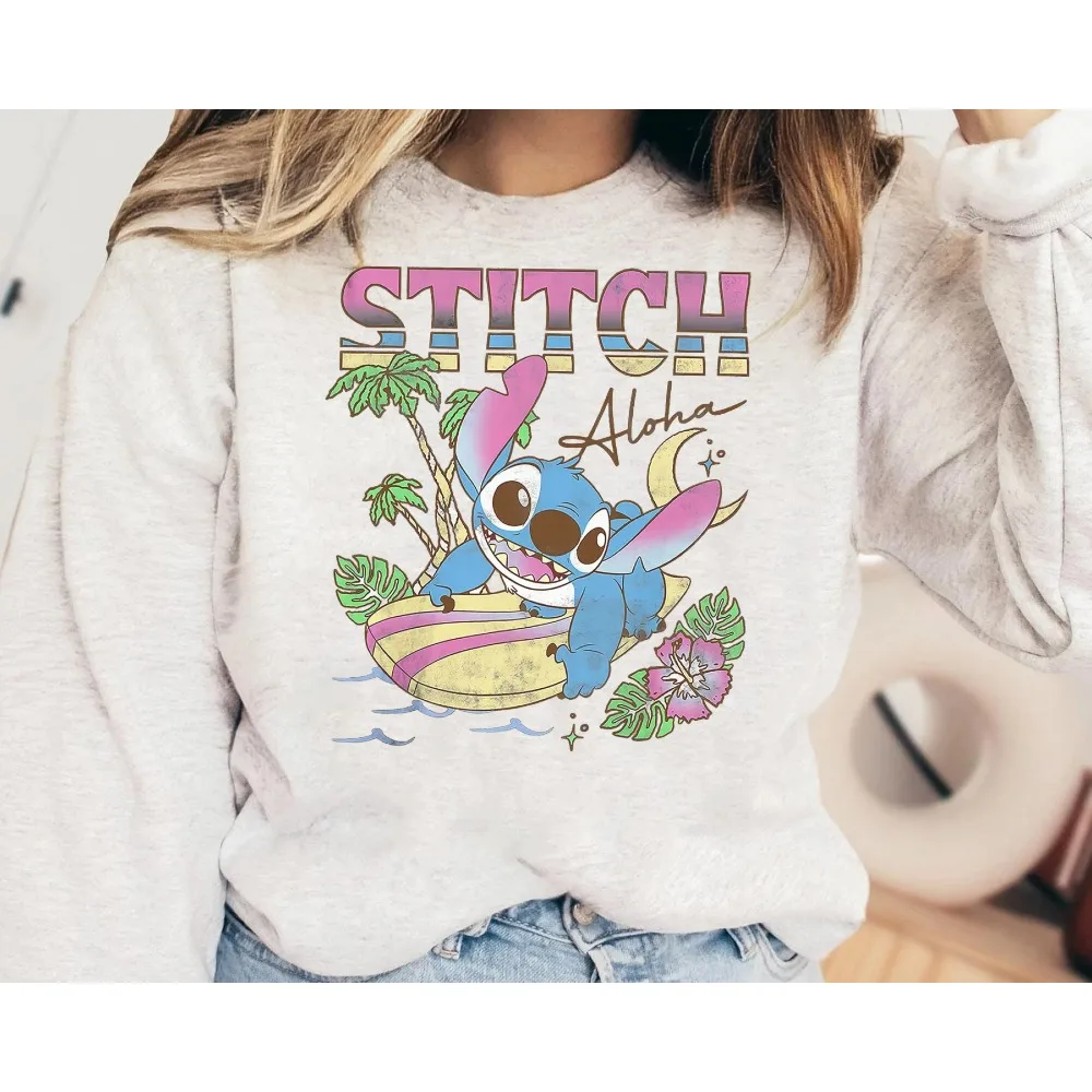 Disney Stitch 2002-Sweatshirt, Stitch-Sweatshirt, Unisex-Herbst-/Winter-Sweatshirt mit Rundhalsausschnitt, Kapuzenpullover für Damen