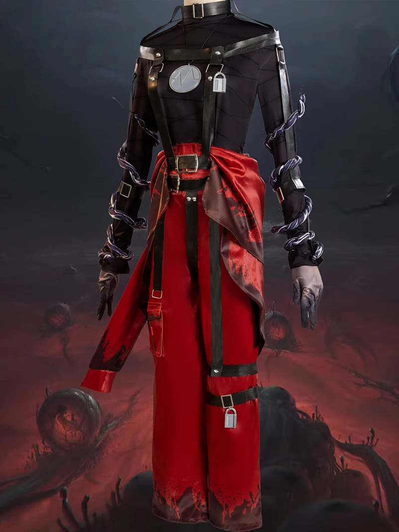 Identity V Emil Patient Rare Case Cosplay Costume Glasses Top Leather Belts Pants Lock White Red Hair Game Accessories