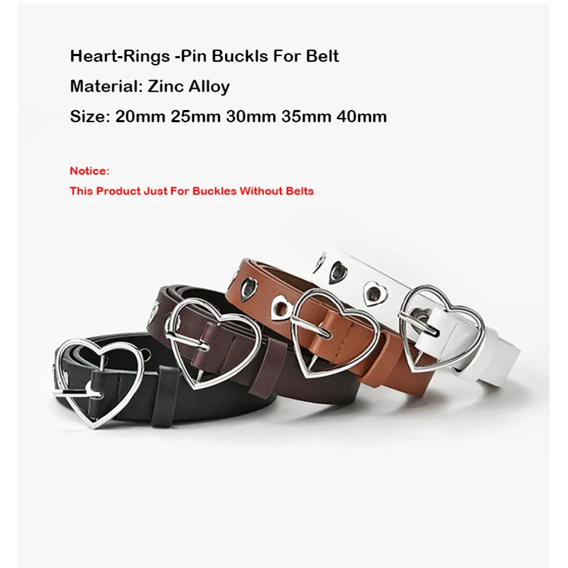 20/25/30/35/40mm Wide Heart Rings Pin Buckles For Women Belts DIY Leather Crafts Waist Belt Strap Shoes Metal Buckle Clasp