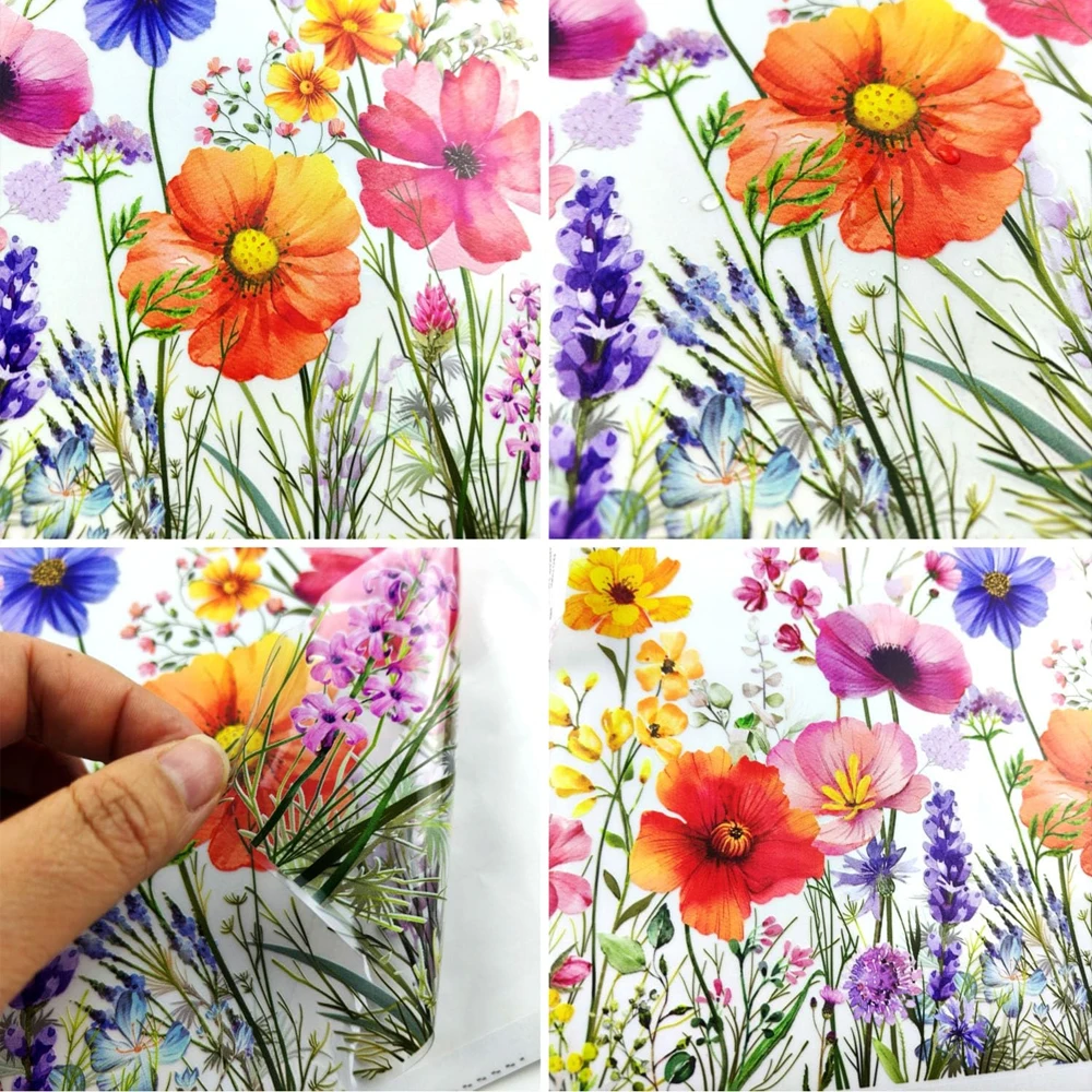 Double Sided Colorful Flowers Butterfly Wall Sticker Electrostatic Paste Window Glass Paste Visible Film Decorative Wall