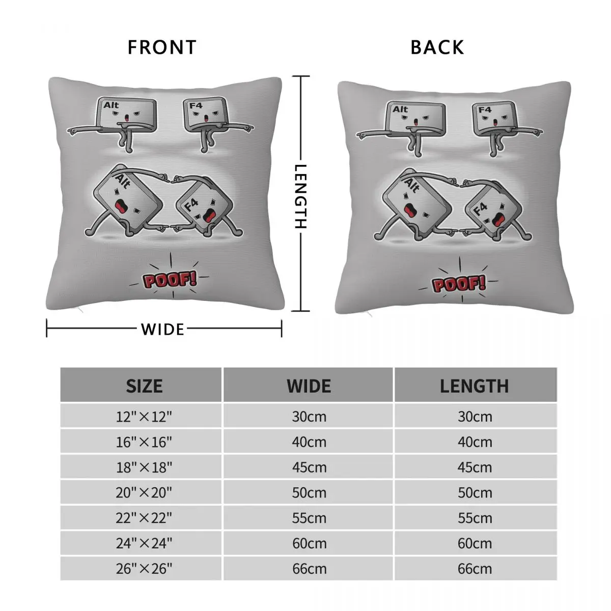 Alt F4 Computer Keys Square Pillowcase Polyester Linen Velvet Creative Zip Decor Pillow Case Home Cushion Case 45x45