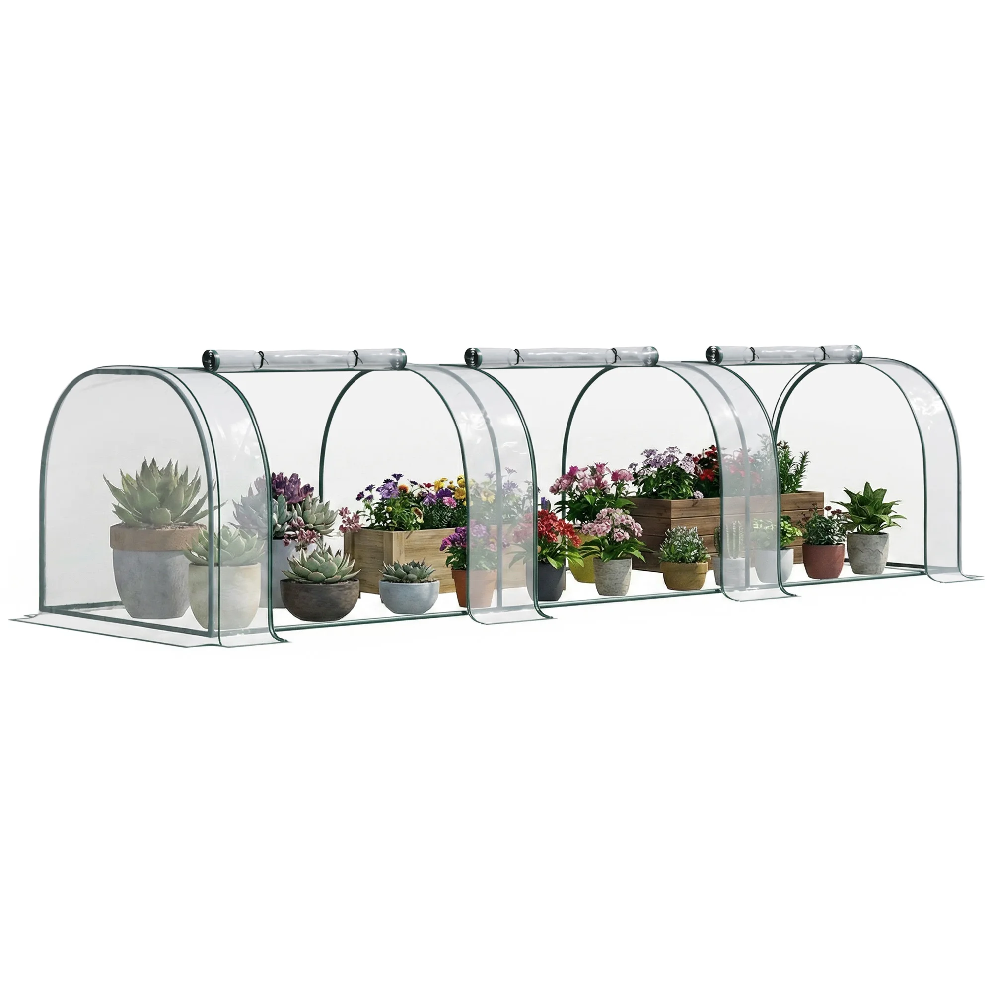 11.5' x 3' x 2.5' Tunnel Greenhouse Green Grow House w/ Roll Up Doors, Clear