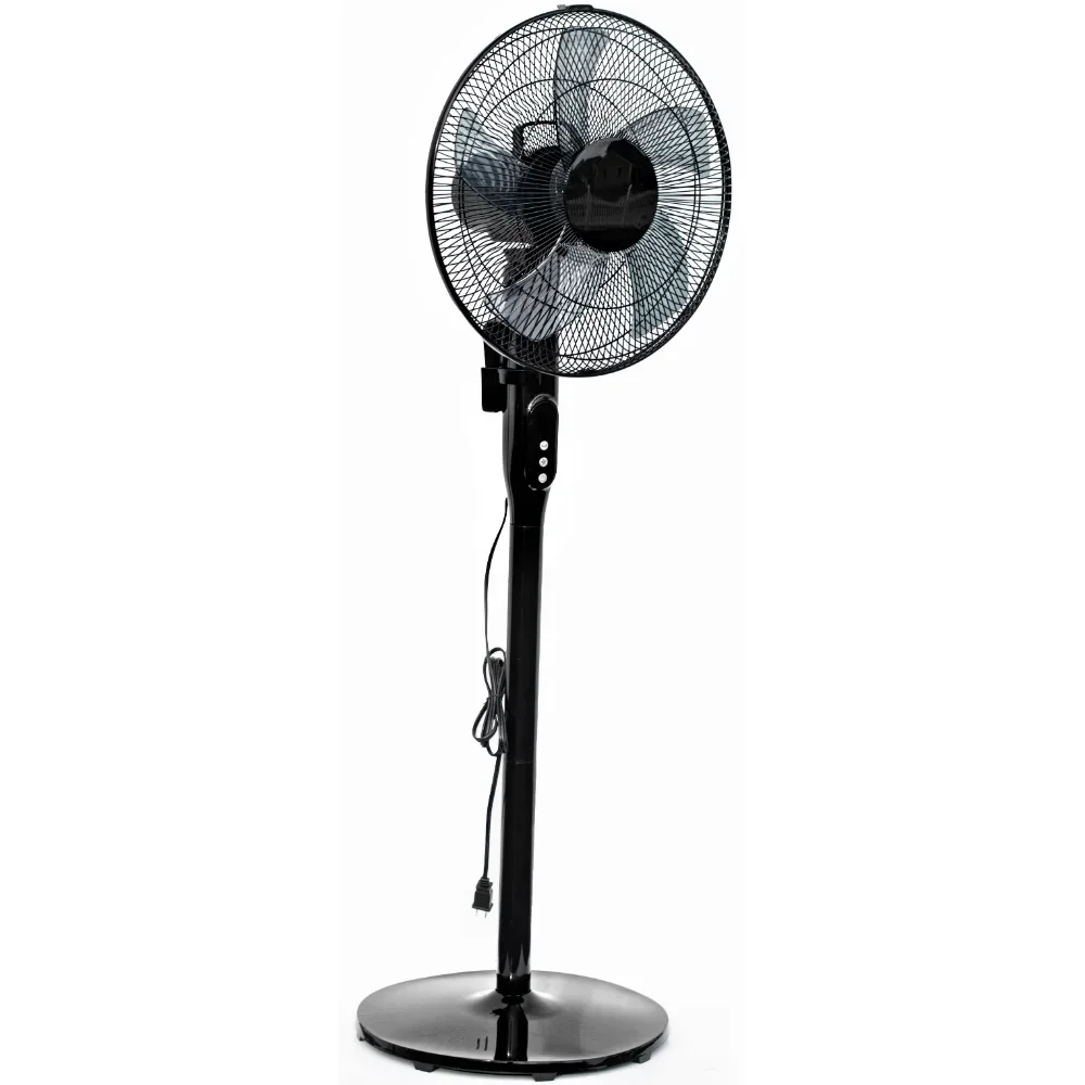 Pelonis-ventilador de Pedestal silencioso con Pantalla Digital y Control remoto, 16 ", 12 velocidades, altura ajustable, negro