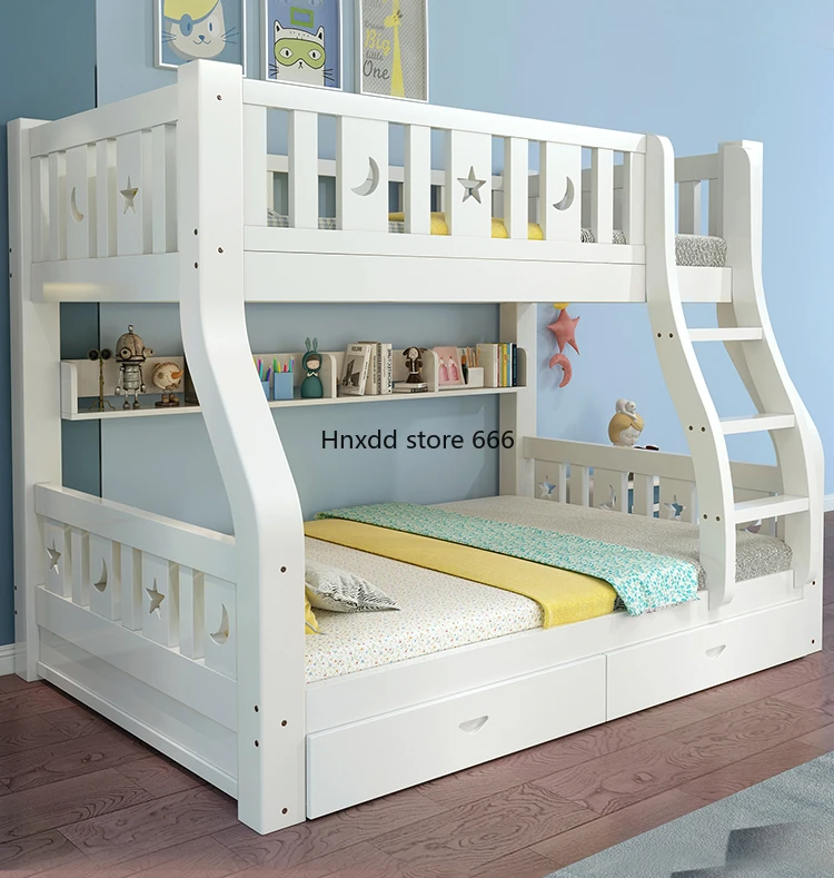 All solid wood bunk up and down double layer up and down children's bed multi-function