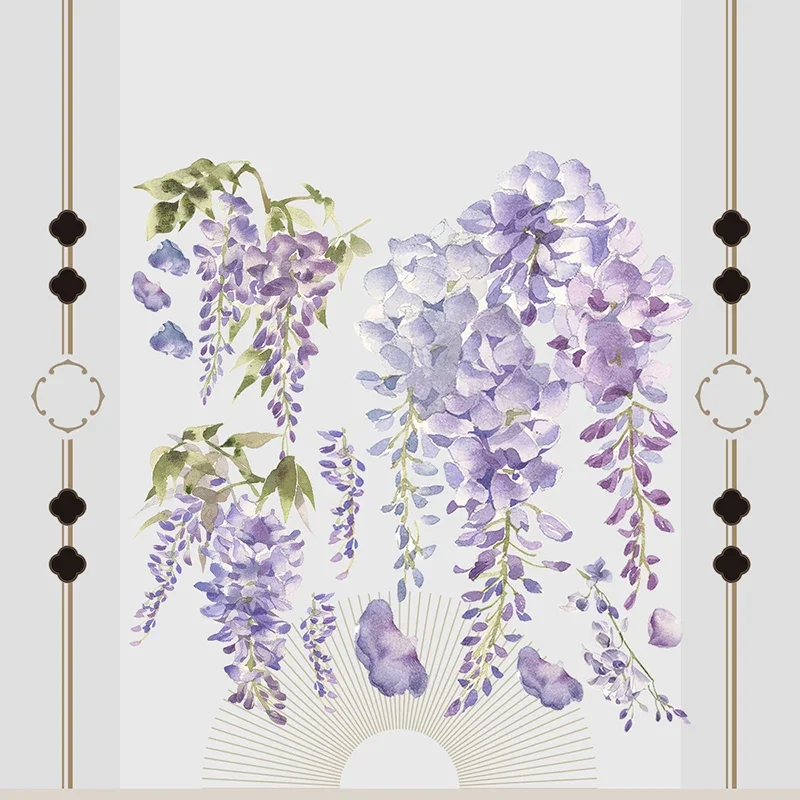 5M Blauweregen Bloemen Huisdier Washi Plakband Rol