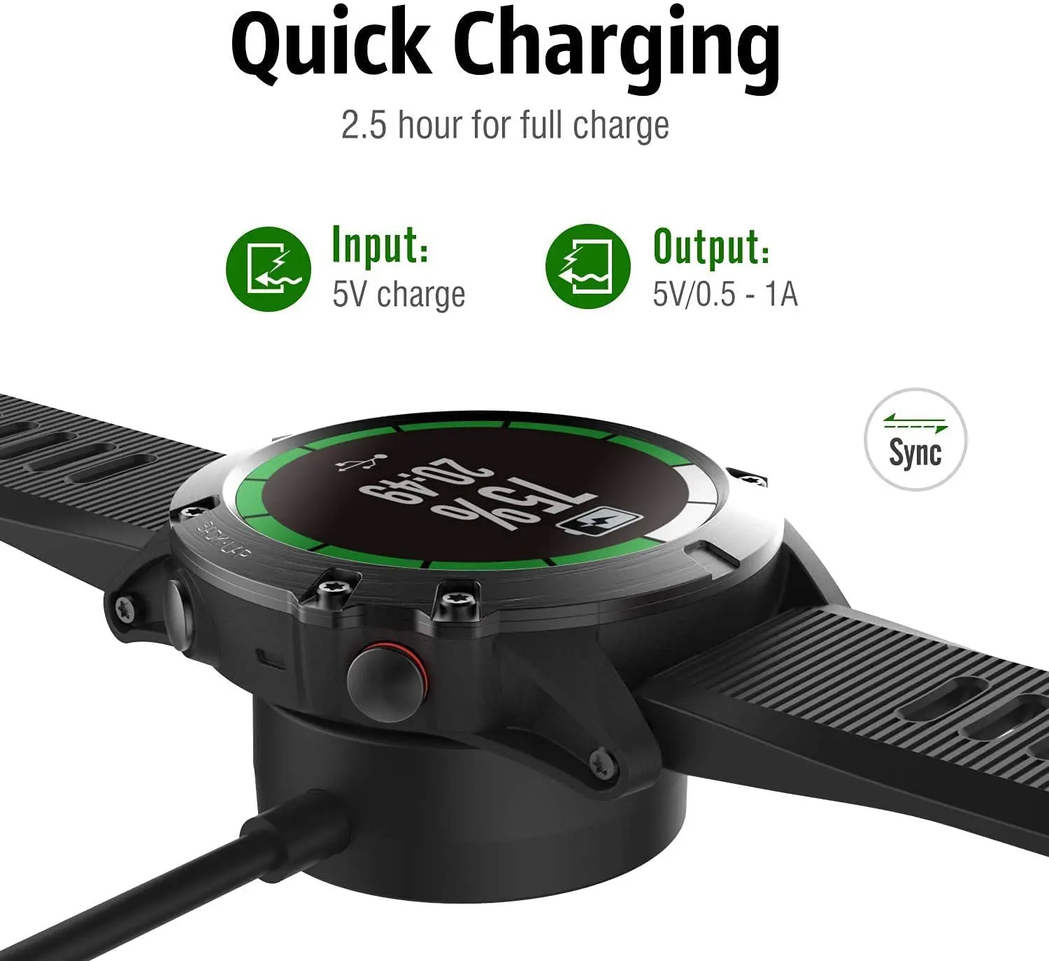 Зарядное устройство 2 шт, совместимое с Garmin Fenix 5/5S/5X, Fenix 6/6S/6X, Fenix 7/7S/7X, зарядная подставка, зарядная док-станция