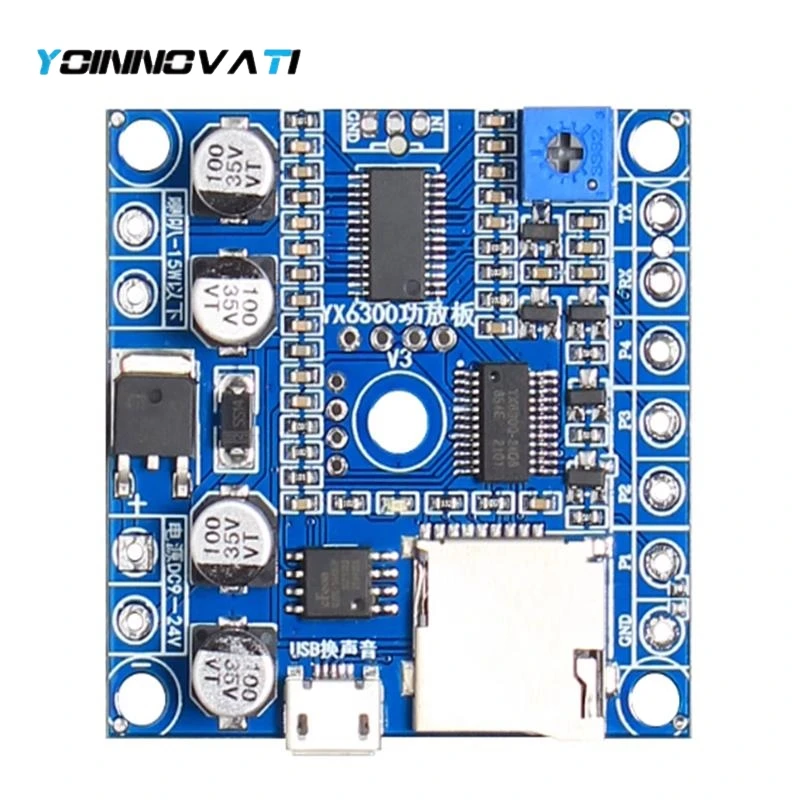 MP3 Module Sound Board with 15W Class D Amplifier High Quality Voice Playback Module (Module Only without Sensor)
