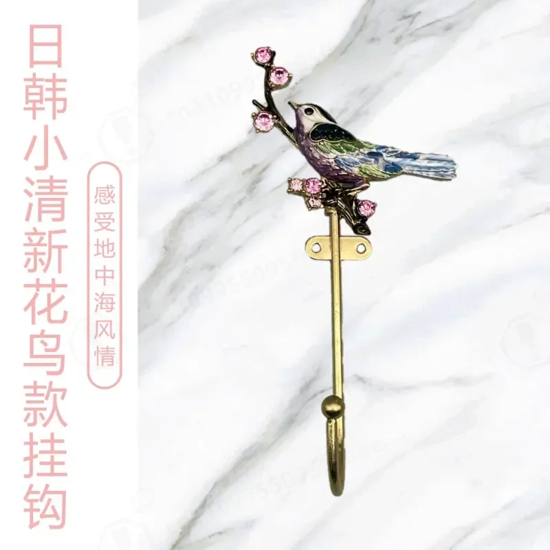 European Creative Enamel Color Hook Metal Cute Bird Hook Into The Door Shelf Wall-mounted Cross-border
