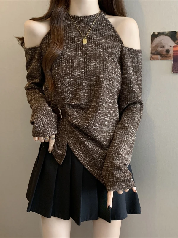 

Slim Fit Long Sve round Ne T-irt Women plus Size Cover Belly Asymmetrical Base irt French Sle Skin-friendly Breath...