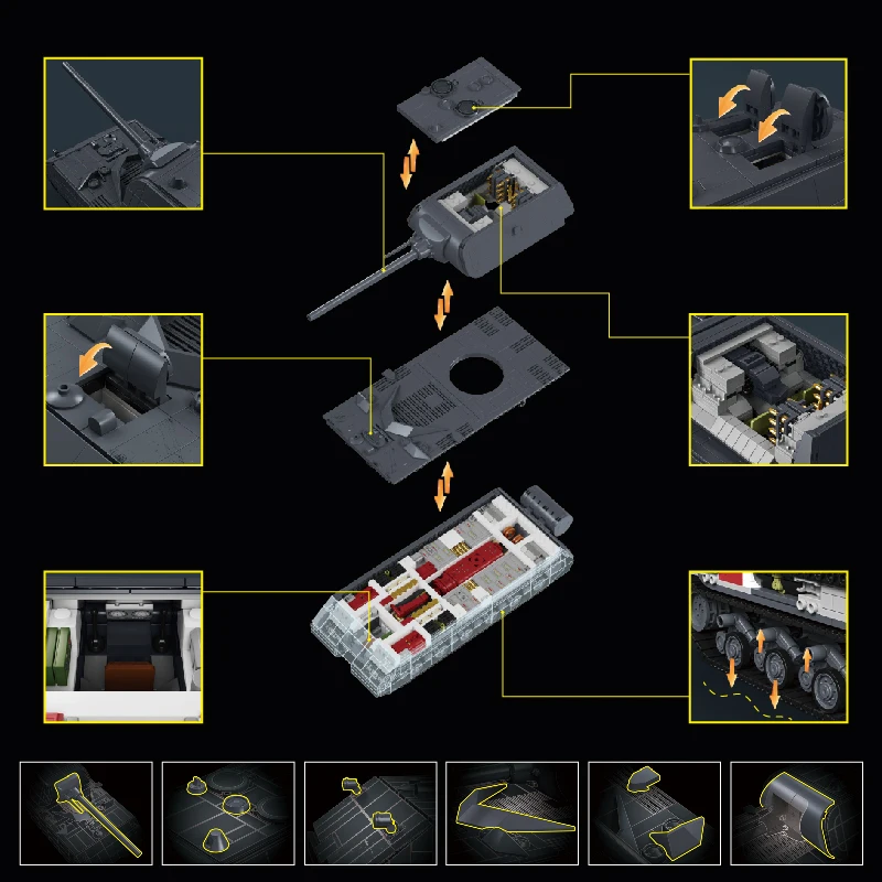 1:28 بانزر الثامن ماوس دبابات المعركة كتل نموذج WW2 كتل مجموعات ألعاب البناء للبنين الكبار الاطفال الهدايا مجموعات الطوب الفني #4