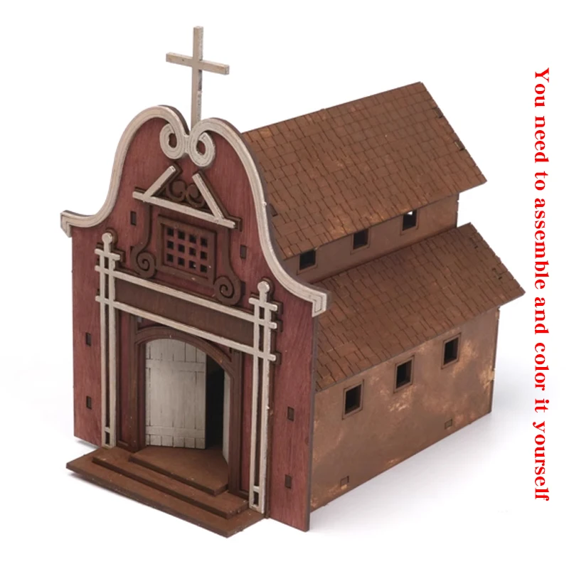 Architektonisches Modell zum Zusammenbauen, Sandtisch, Kirche, Kathedrale, Kapelle, europäisches Gebäude, Diorama, maßstabsgetreuer Modellbausatz 1/72 – Detail 1