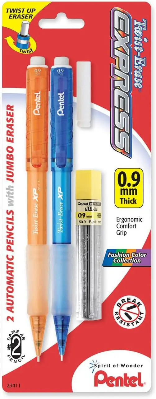 

Automatic Pencil with Twist-Up Eraser, 0.9mm Lead, Assorted Colors for Comfortable Writing