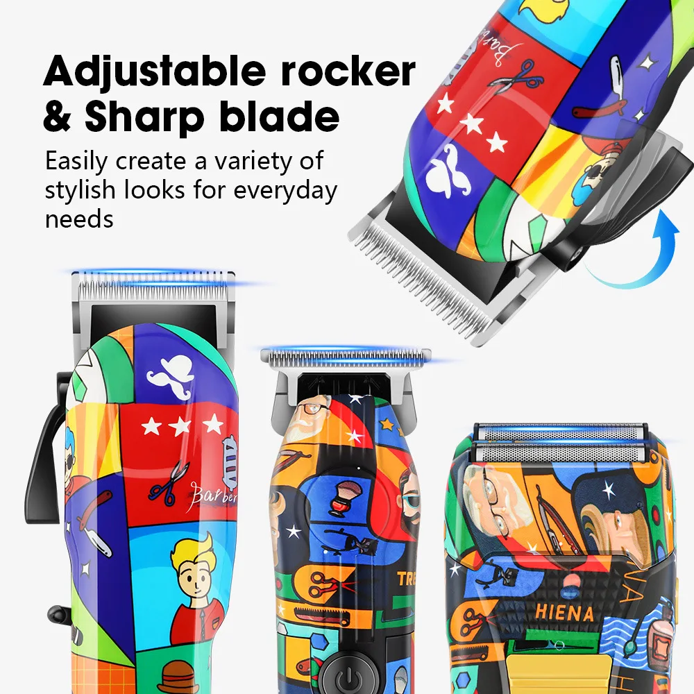 HIENA ماكينة تشذيب الشعر اللاسلكية العصرية على شكل جرافيتي تصميم ماكينة قص الشعر الكهربائية ماكينة حلاقة شعر اللحية الاحترافية