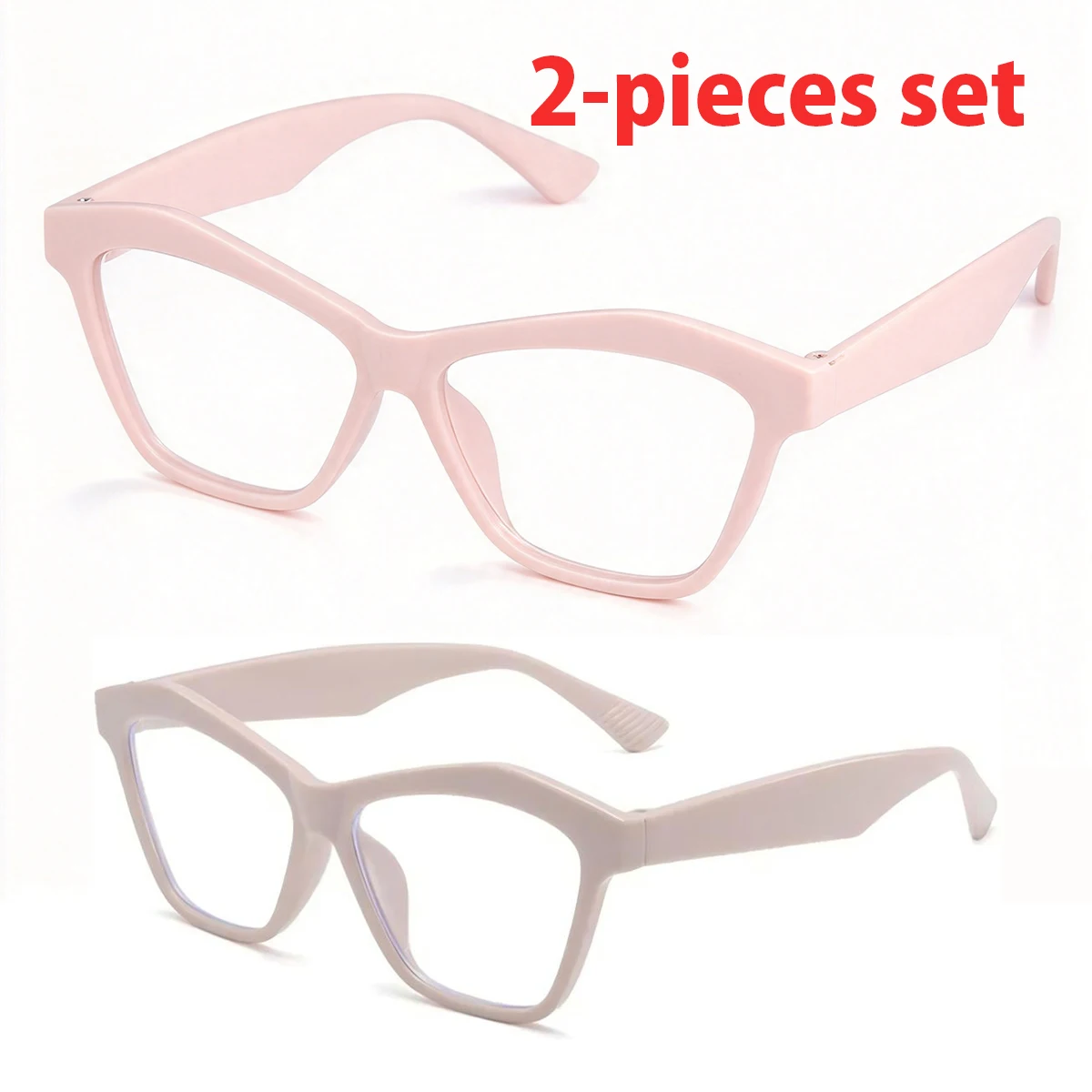 Auto-Focus Cat-Eye Reading Glasses 2-Pack Blue Light Blocking Full-Rim PC Frame Metal Hinge Design for Women And Men L50