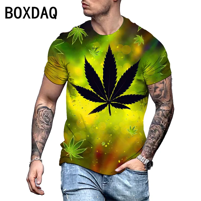 3D Marijuana No Smoking Print T-Shirt Men\'s Summer Short Sleeve O-Neck T Shirt 2023 New Oversized 6XL Fashion Men\'s Blouses