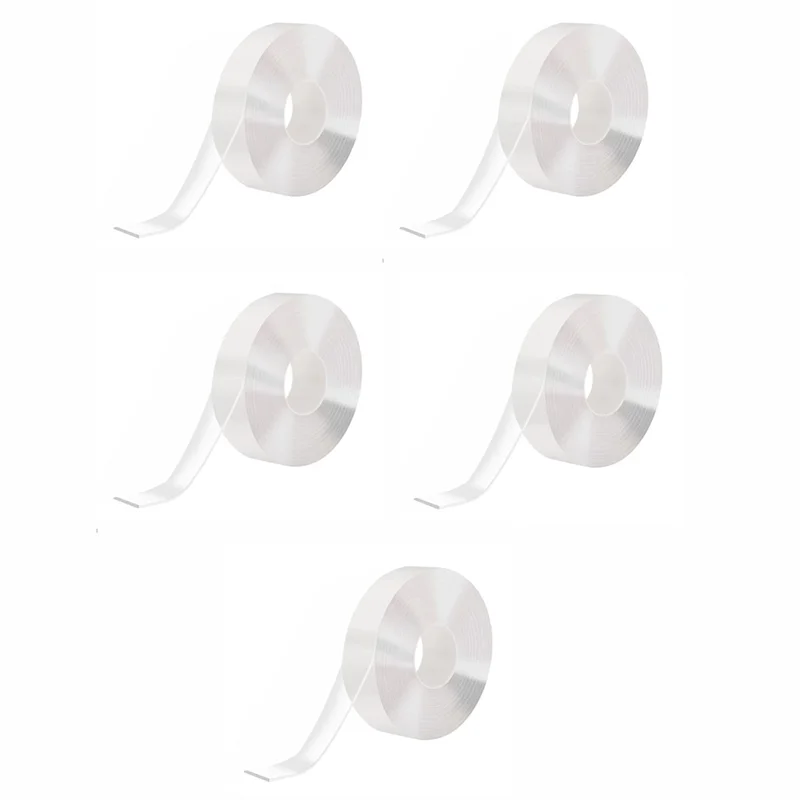 B-Est 5PCS 5M Nano Tape Super Strong Double-Sided Adhesive Tape Transparent Reusable Waterproof Tapes Heat Resistance