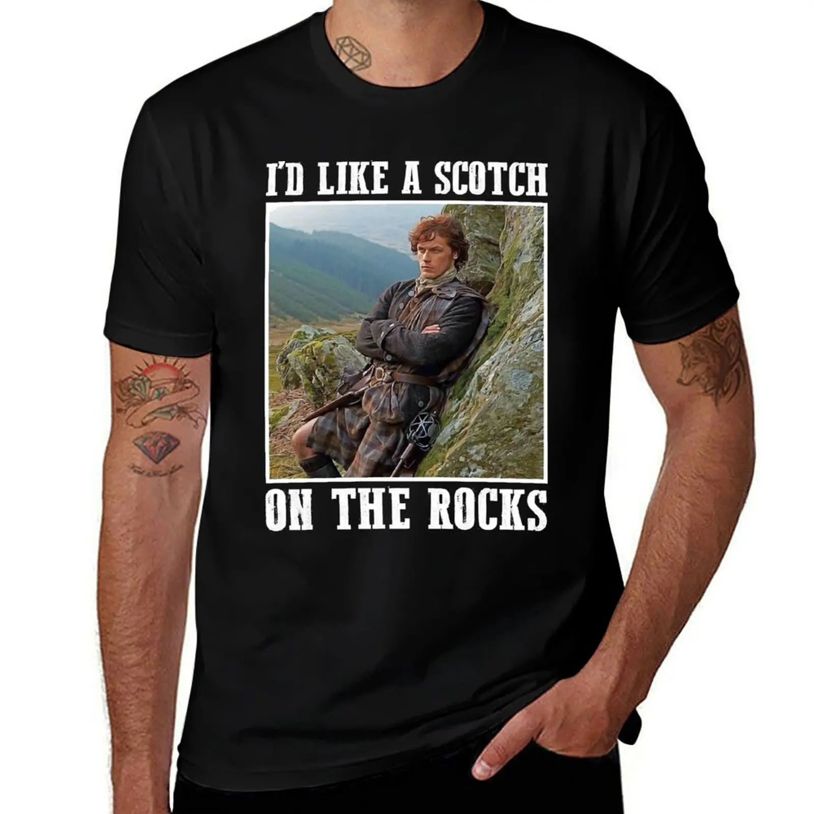 

I'd Like a Scotch on the Rocks Outlander T-Shirt black cotton t-shirt plain for man package t shirt man cotton T-Shirt