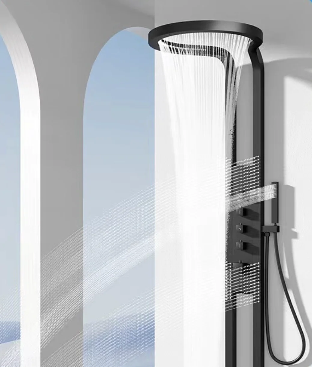 

Полностью медная круглая насадка для душа с водопадом и интеллектуальным цифровым дисплеем, устройство для душа с обратным распылением