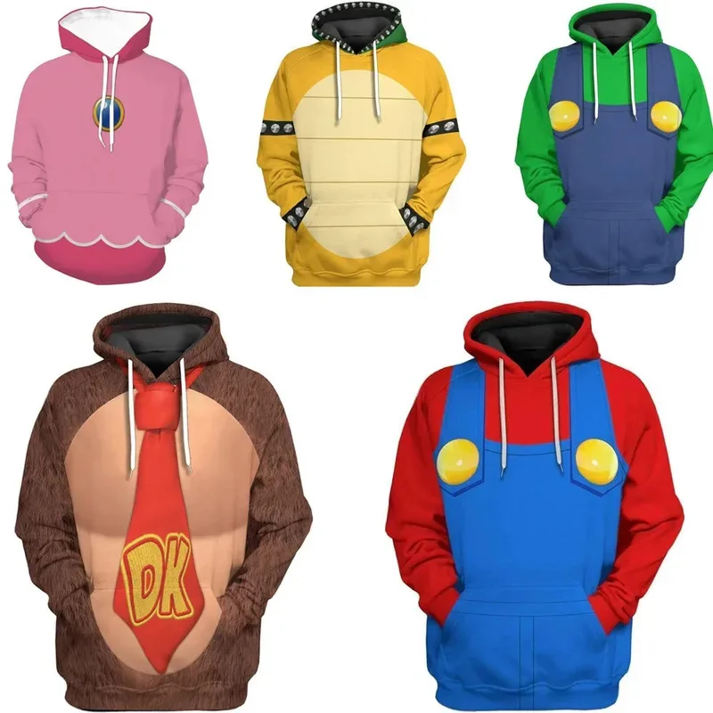 Outono e inverno jogo popular mario impressão criativa 3-14 anos de idade esportes infantis moletons engrossados para meninos e meninas
