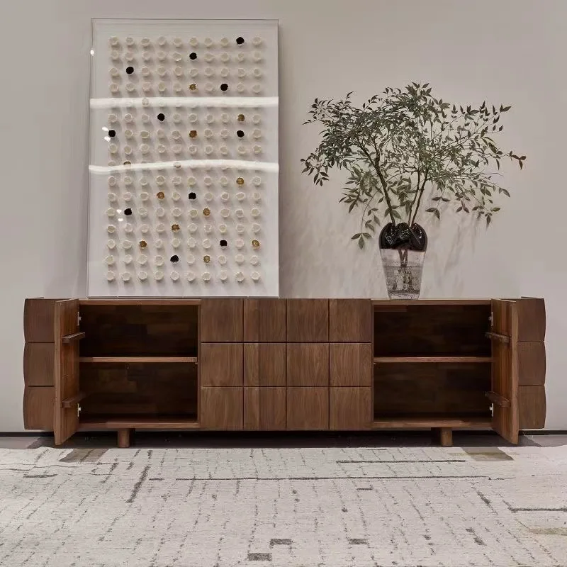 

TV cabinet, bedroom high audio-visual cabinet, living room low cabinet, Italian minimalist solid wood storage cabinet