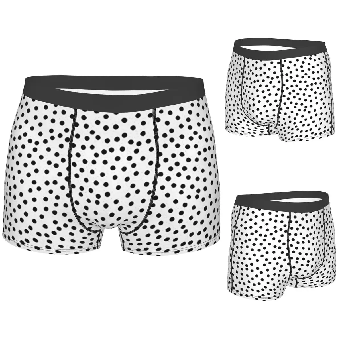 

Boxer Underpants Shorts Black And White Polka Do Panties Men Breathable Underwear for Homme Man Boyfriend Gift