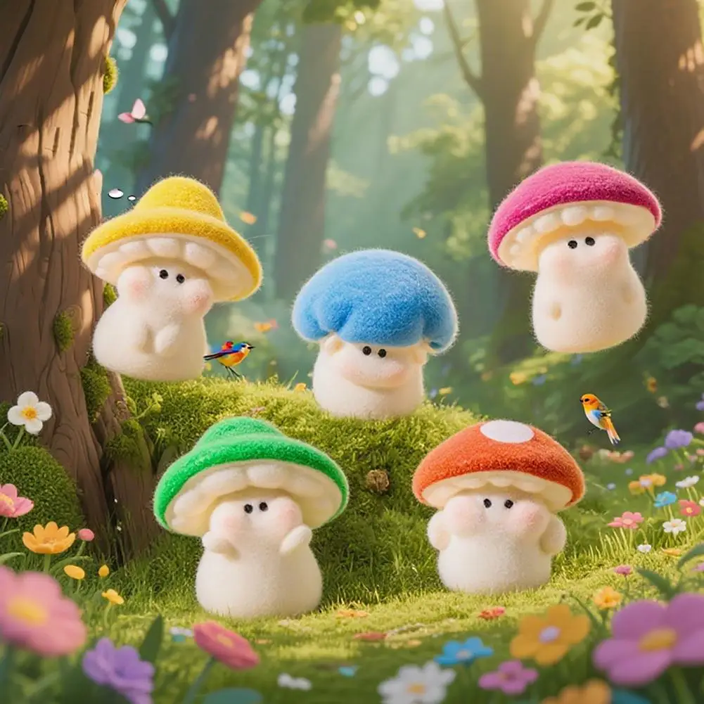 Mini Resin Mushroom Figurines Cute Miniature Mushroom Crafts Small Fairy Garden Ornaments for Lawn Bonsai Decoration Home DIY Mi