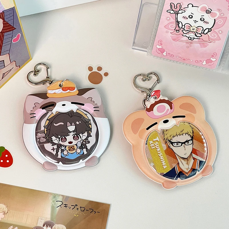 1 Pcs Cartoon Photo Card Packaging Supplies Badge Card Display Stand Bar Card Badge Pin Protector Cute Zipper Bag Pendant image 5