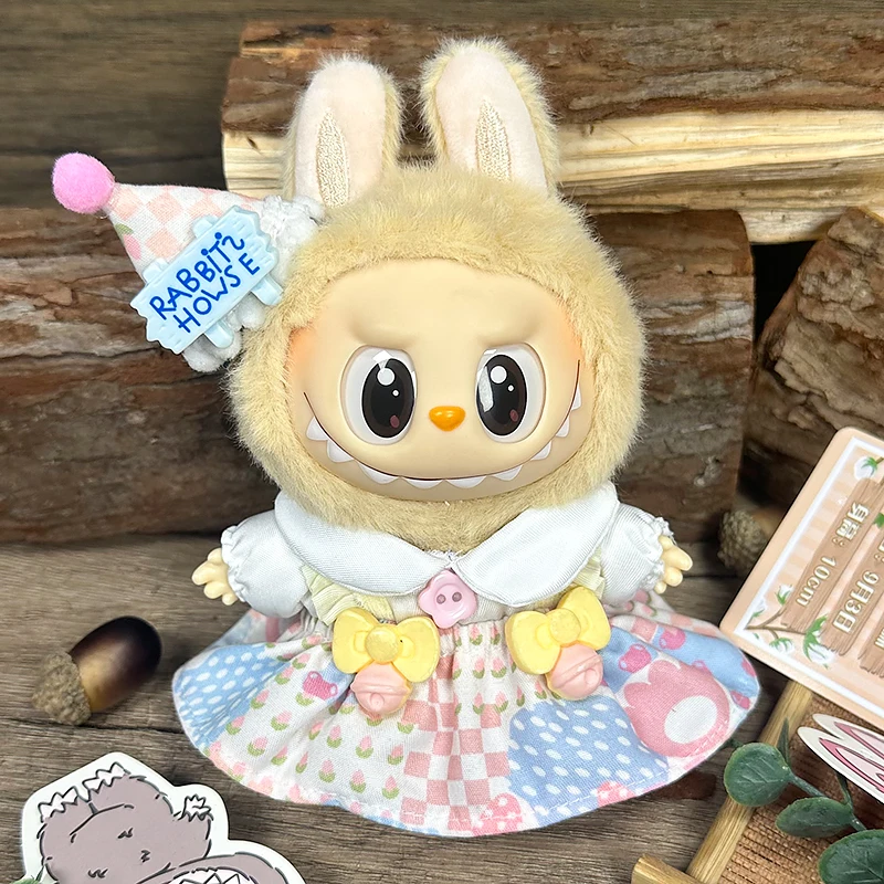 

Одежда для/одежды 17 см Labubu V1v2v3, праздничная одежда для сидения, кукла Labubu, фигурка, кулон, кукольная одежда, милый комплект одежды с мороженым