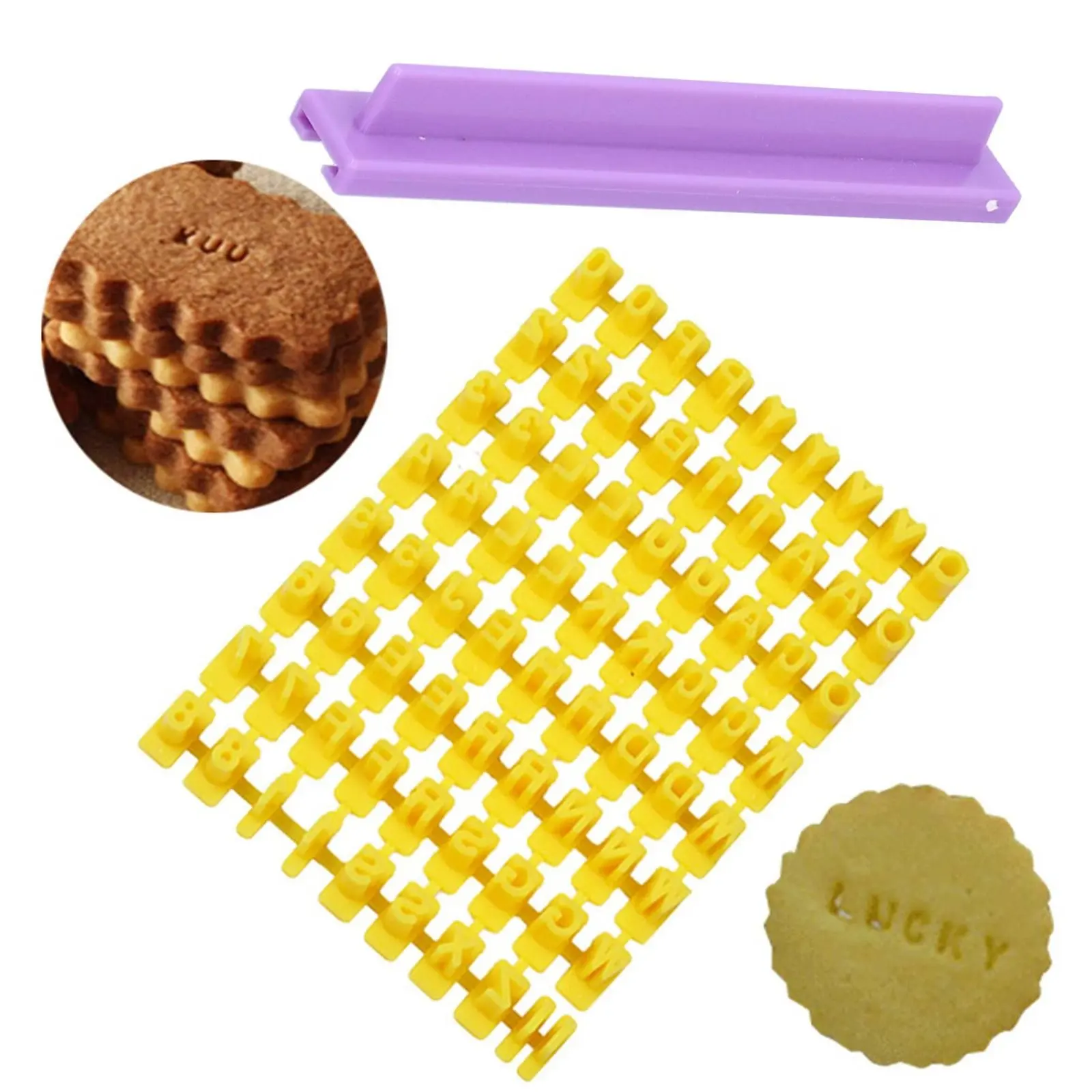 Alphabet Cookie Stamp Set Reusable Number and Symbol Stamp Symbol Embosser Easy to Clean Baking Supply Clear Print