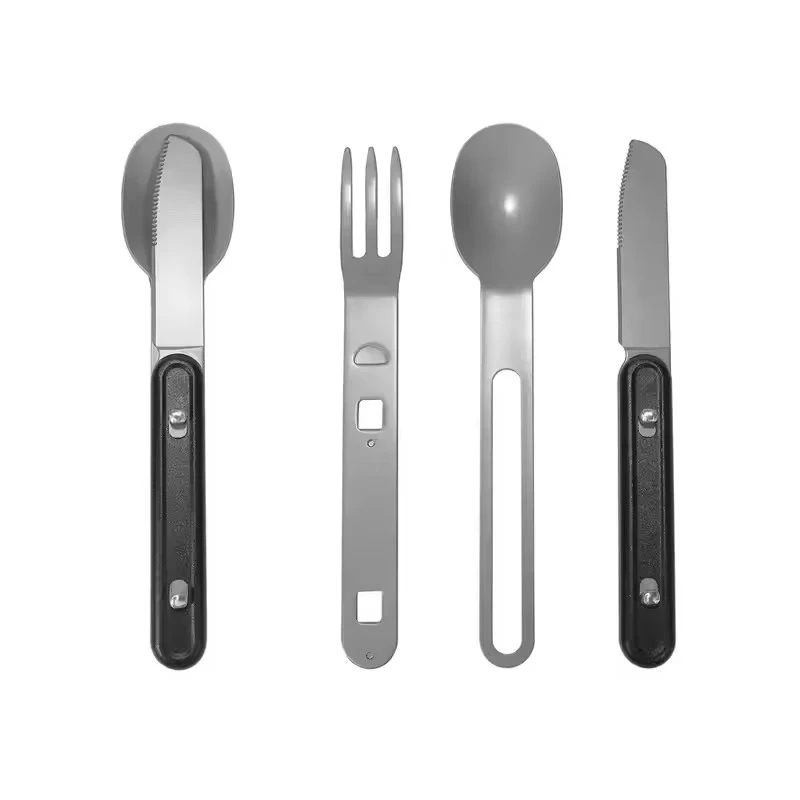

Outdoor Camping Spoon Fork Knife Utensils Multi-funtional Spork 3-in1 Stainless Steel Outdoor Detachable Tableware for Camping