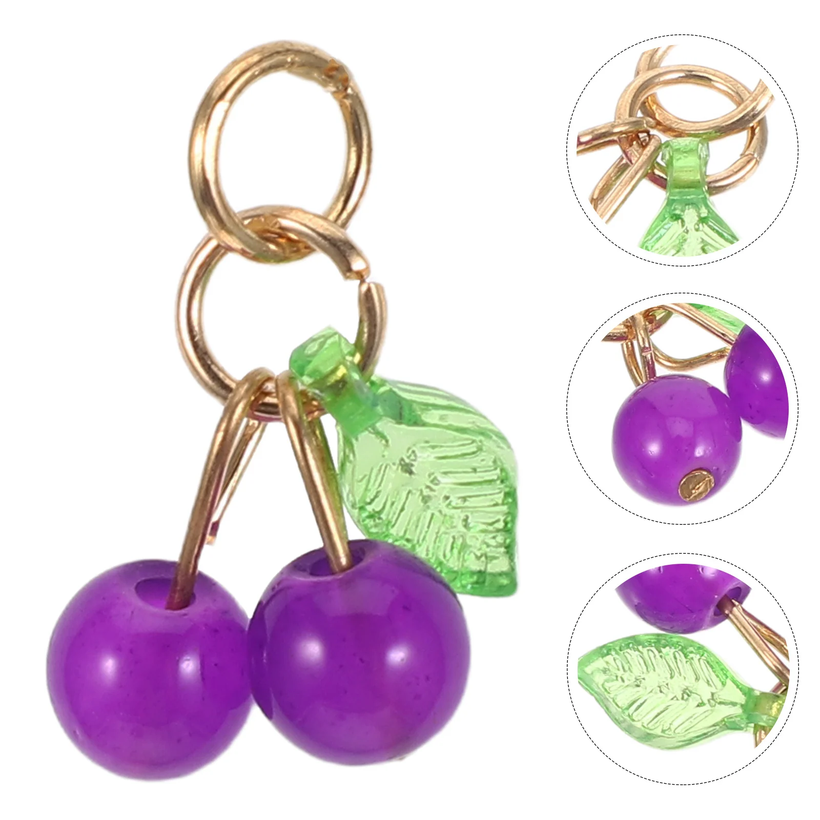 

50pcs 3D Cherry Charm Bulk Purple Plastic Fruit Pendants For Diy Jewelry Making Necklace Bracelet Keychain Earring Accessories