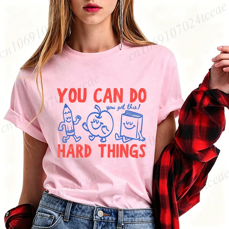 You Can Do Hard Things Thirts for Women Cute Retro T-Shirts Motivational Teacher Women's T-Shirts Summer Fashion Tee Shirts Tops
