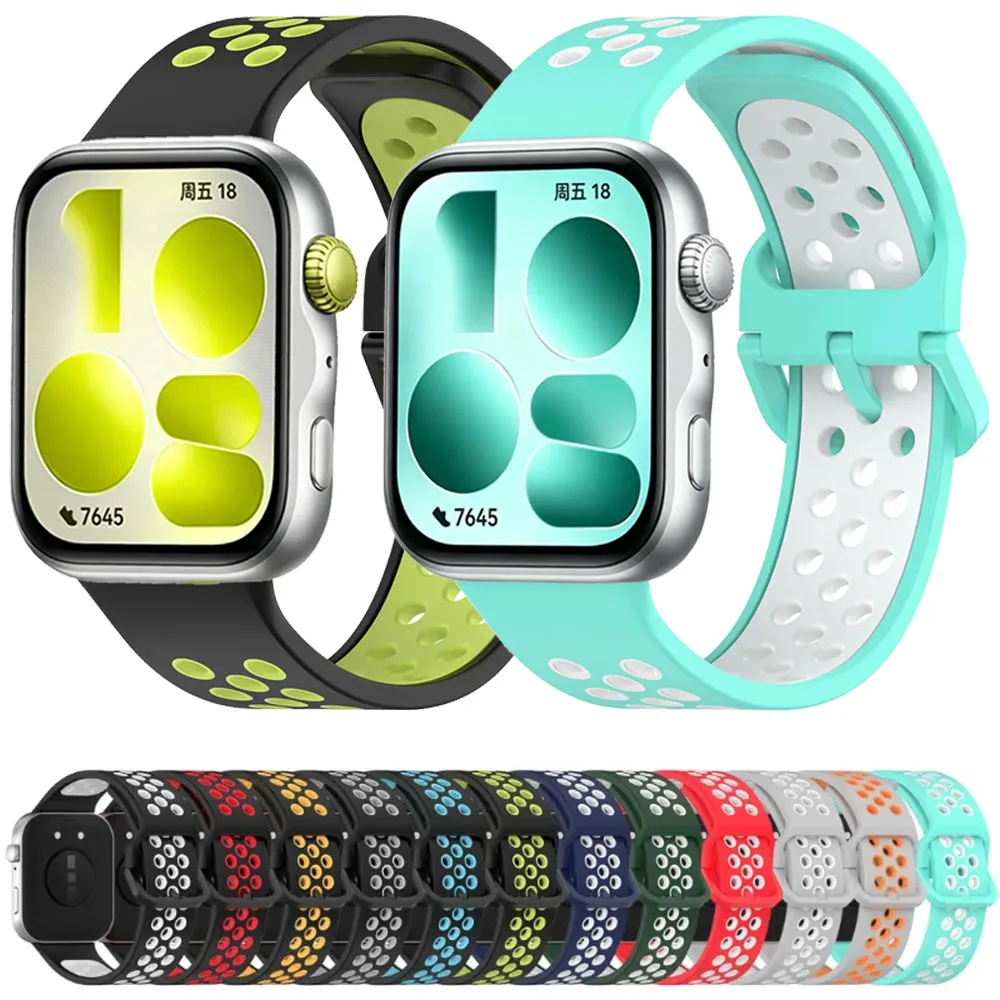Breathable Silicone Strap For Huawei Watch Fit 5 Pro/4Pro Sports Two-color Watchband For Huawei Watch Fit 5/4/3 Accessories Belt