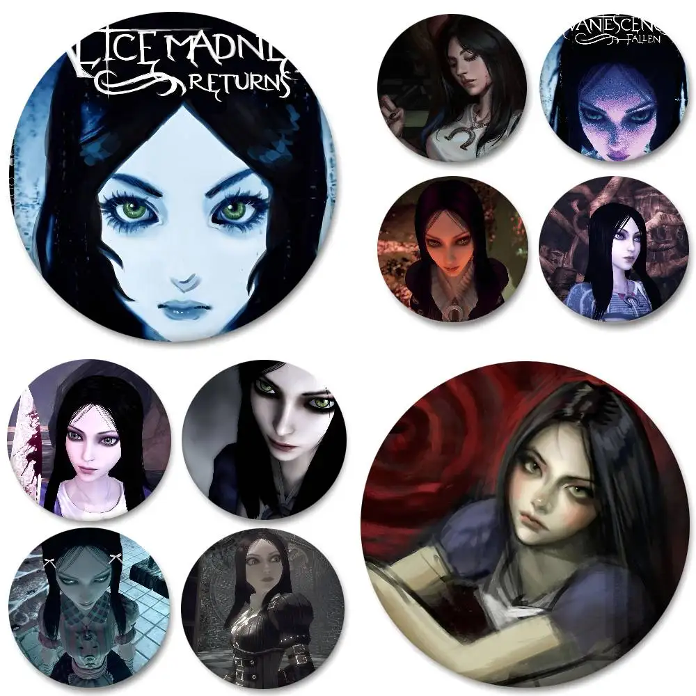Alice Madness Returns Anime Round Badges Can Be Used To Decorate Clothes And Backpack Pins
