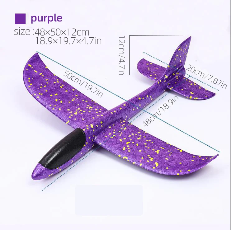 50CM Big Foam Plane Glider Hand Throw Airplane Light Inertial EPP Bubble Planes Outdoor Launch Toys for Children Boys Gift