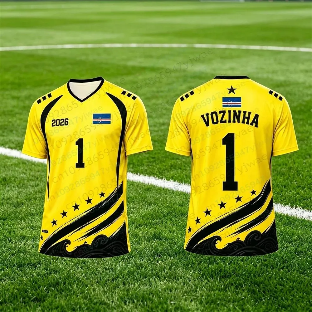 2026 Cabo Verde No.1 Vozinha Football Jersey Soccer Shirt Top Loose Breathable Speed Drying Sportswear Top Men Women T-Shirt