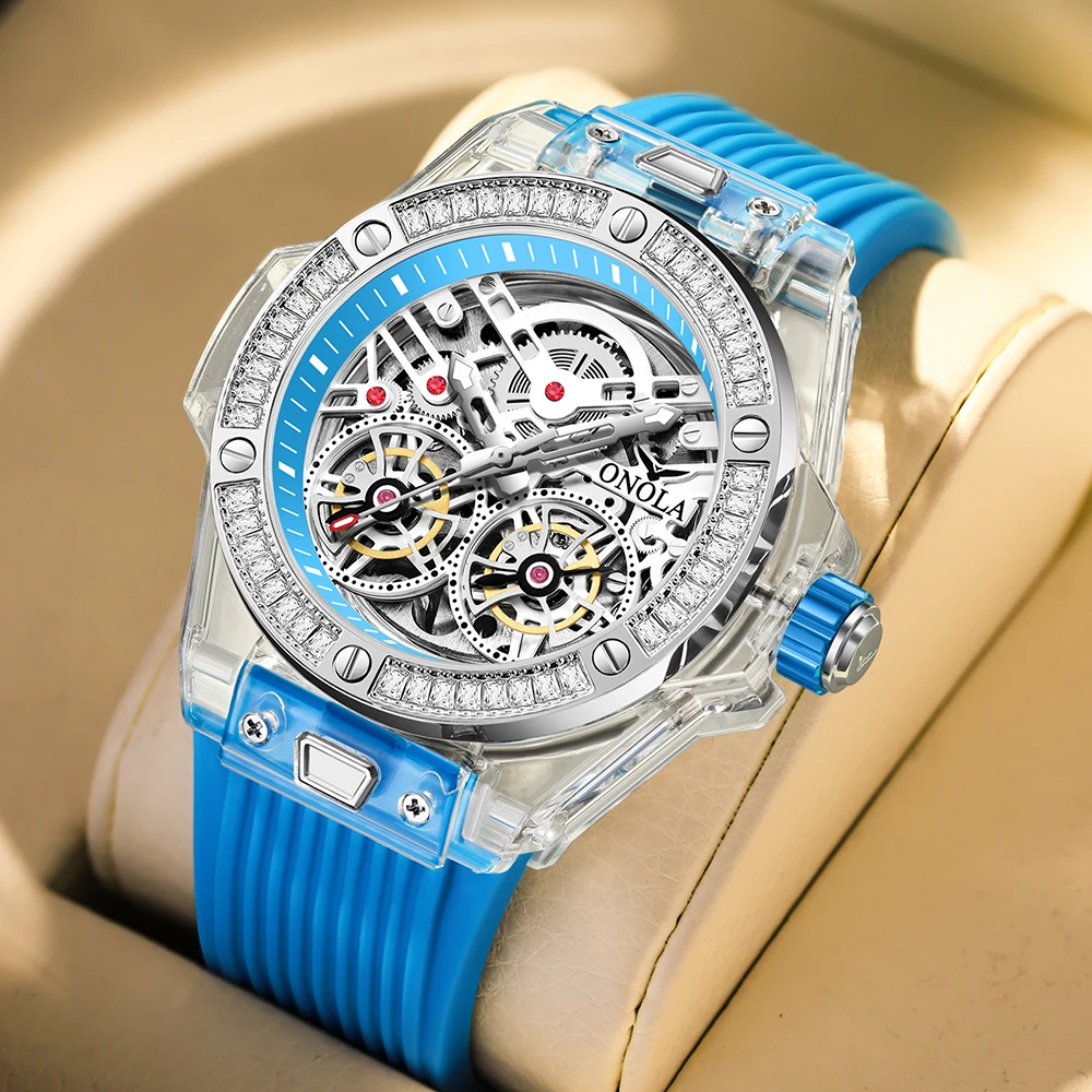 

ONOLA новые повседневные мужские часы светящиеся водонепроницаемые автоматические механические часы лучший бренд мужские военные спортивные часы